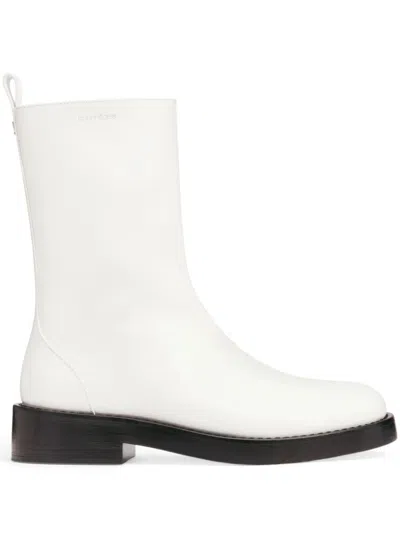 Courrèges Rider Leather Boots In White