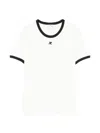 Courrèges Courreges Women Cotton T-shirt With Contrasting Profiles In White