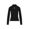 Courrèges Black Reedition Rib Knit Mock Neck Sweater