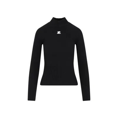 COURRÈGES COURRÈGES ROLL NECK RIBBED JUMPER WOMEN