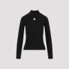 Courrèges Black Ribbed Viscose Blend Turtleneck In Black