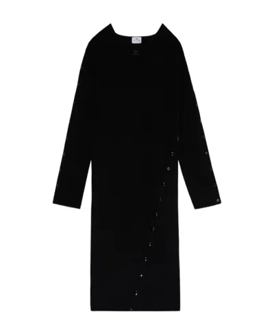 COURRÈGES ROUND-NECK KNITTED MIDI DRESS