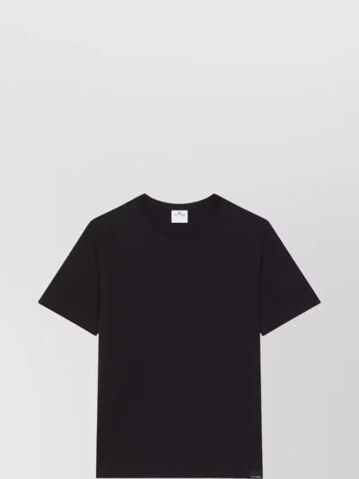 Courrèges Round Neck Short Sleeve T-shirt Design In Black