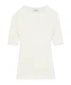 Courrèges White Ribbed Sweater In Cotton And Wool In White