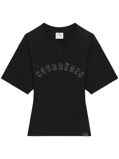Courrèges Waisted Printed T-shirt In Black