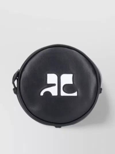 Courrèges Round Shape Cross-body Bag With Adjustable Strap In Black