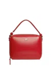 Courrèges Ruby Red Calf Leather Shoulder Bag With Silver-tone Accents