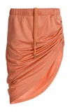 Courrèges Ruched Jersey Mini Skirt In Orange
