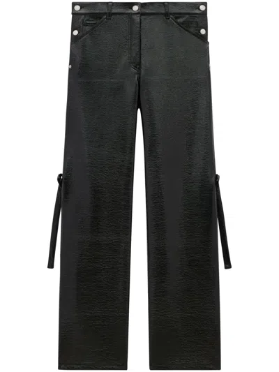 Courrèges Sailor Buckle Baggy-fit Vinyl Trousers In 黑色