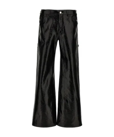 Courrèges Sailor Wide-leg Vinyl Trousers In Black