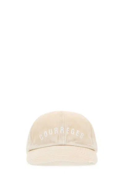 Courrèges Courregès Sand Cotton Baseball Cap In Beige