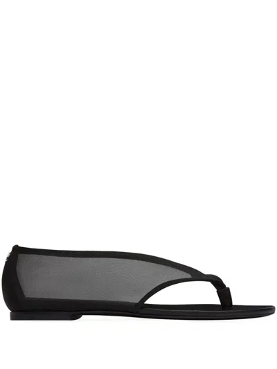 Courrèges Wrapped Mesh Thongs In Black