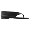 Courrèges Oblique Wedged Leather Sandals In Black
