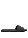 Courrèges Leather Square Toe Flat Sandals In Grey