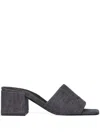 Courrèges Block Heel Sandals Embroidered Detail In Grey