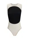 Courrèges Illusion Mesh And Duchesse-satin Bodysuit In Black