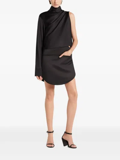 Courrèges Mini Skirt With Satin Finish In Brown