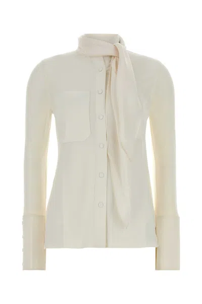 Courrèges Courreges Satin Scarf Collar Jersey Shirt In Neutral