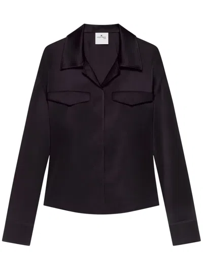 Courrèges Satin Shirt In Dark Blue