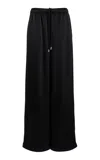 Courrèges Satin Wide-leg Pull-on Pants In Black