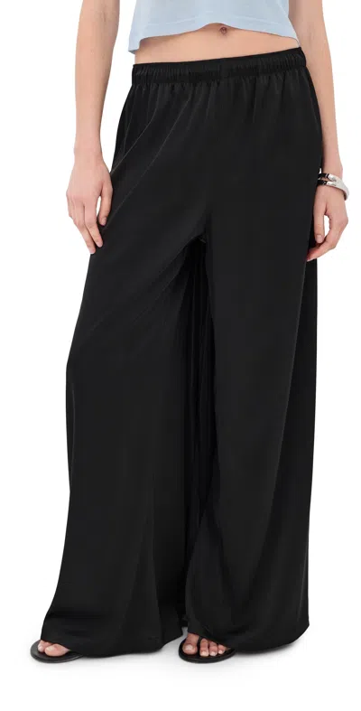Courrèges Satin Wide Train Pants Black