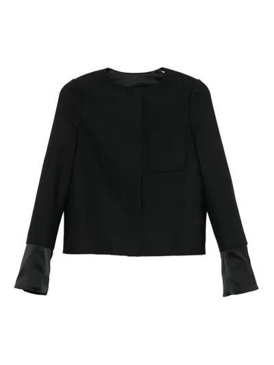 Courrèges Satin-detail Tailored Jacket In Black
