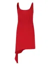 Courrèges Scarf-detail Asymmetric Minidress In Red