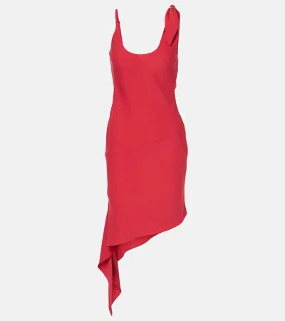 Courrèges Scarf-detail Asymmetric Minidress In Ruby