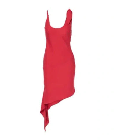 Courrèges Scarf-detailed Asymmetric Mini Dress In Red