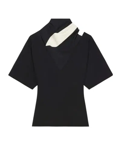 Courrèges Panelled-scarf Top In Black