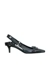 Courrèges Kitten Heel Shoes With Pointed Toe And Front Patch Pocket In Black