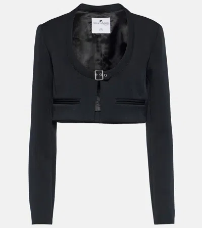 Courrèges Scoop-neck Cropped Jacket In Black