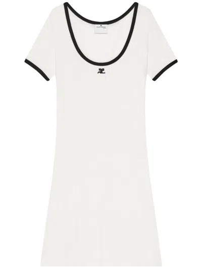 COURRÈGES SCOOP NECK DRESS WITH EMBROIDERED LOGO