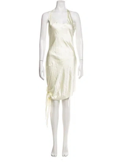 Pre-owned Courrèges Scoop Neck Knee-length Dress In Neutral