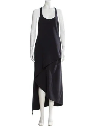 Pre-owned Courrèges Scoop Neck Long Dress In Black