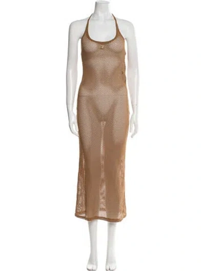 Pre-owned Courrèges Scoop Neck Long Dress W/ Tags In Brown