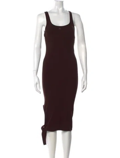 Pre-owned Courrèges Scoop Neck Midi Length Dress In Brown