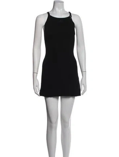 Pre-owned Courrèges Scoop Neck Mini Dress In Black