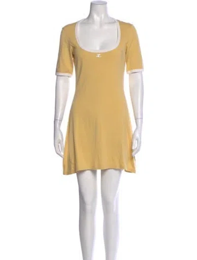 Pre-owned Courrèges Scoop Neck Mini Dress In Yellow