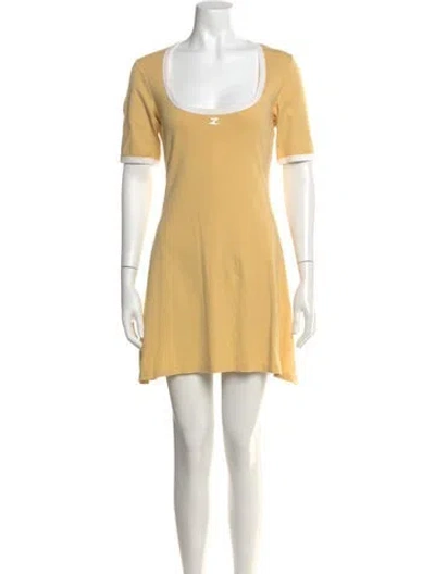 Pre-owned Courrèges Scoop Neck Mini Dress In Yellow