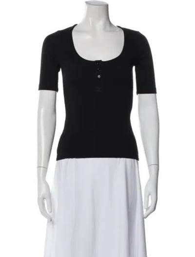 Pre-owned Courrèges Scoop Neck Short Sleeve Top In Black