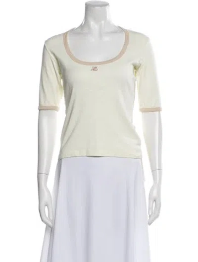 Pre-owned Courrèges Scoop Neck Short Sleeve Top In White