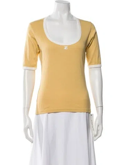 Pre-owned Courrèges Scoop Neck Short Sleeve T-shirt In Yellow