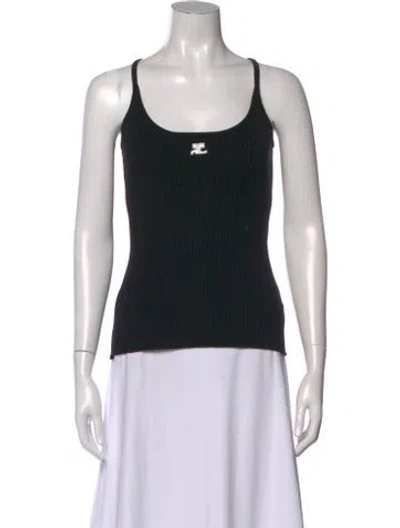Pre-owned Courrèges Scoop Neck Sleeveless Top In Black