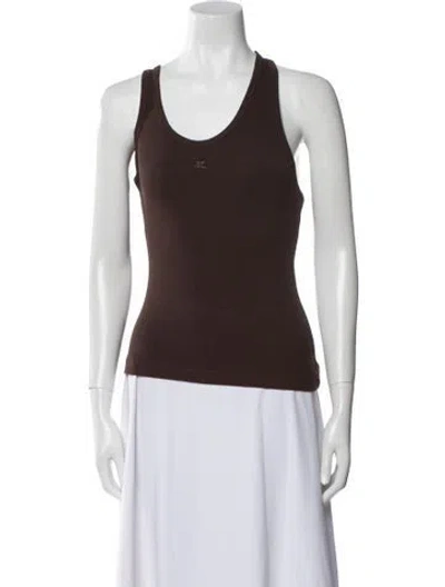 Pre-owned Courrèges Scoop Neck Sleeveless Top In Brown