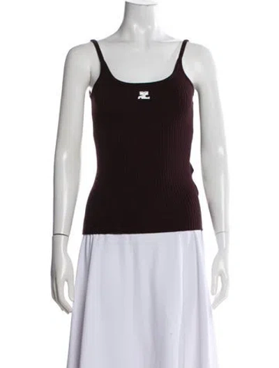 Pre-owned Courrèges Scoop Neck Sleeveless Top In Gray