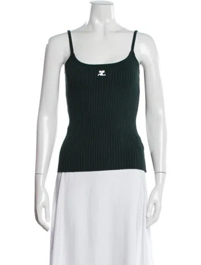 Pre-owned Courrèges Scoop Neck Sleeveless Top In Green