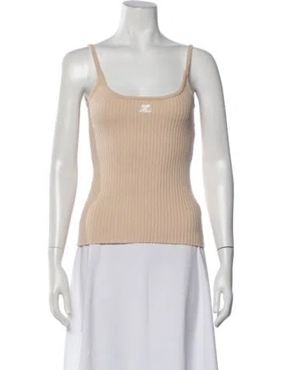 Pre-owned Courrèges Scoop Neck Sleeveless Top In Neutrals