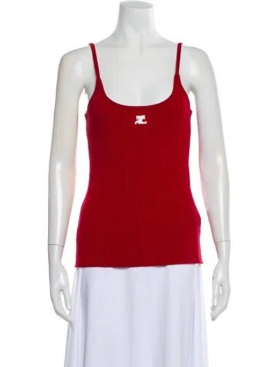 Pre-owned Courrèges Scoop Neck Sleeveless Top In Red