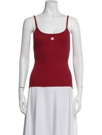 Pre-owned Courrèges Scoop Neck Sleeveless Top In Red